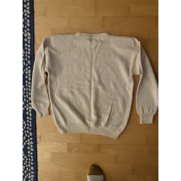 Vintage 90s Coogi Style Geometric Cream Patchwork Knit Sweater M - Picture 3 of 3